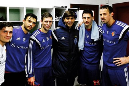 DRAGOVIC interacts with friends after match against Basel