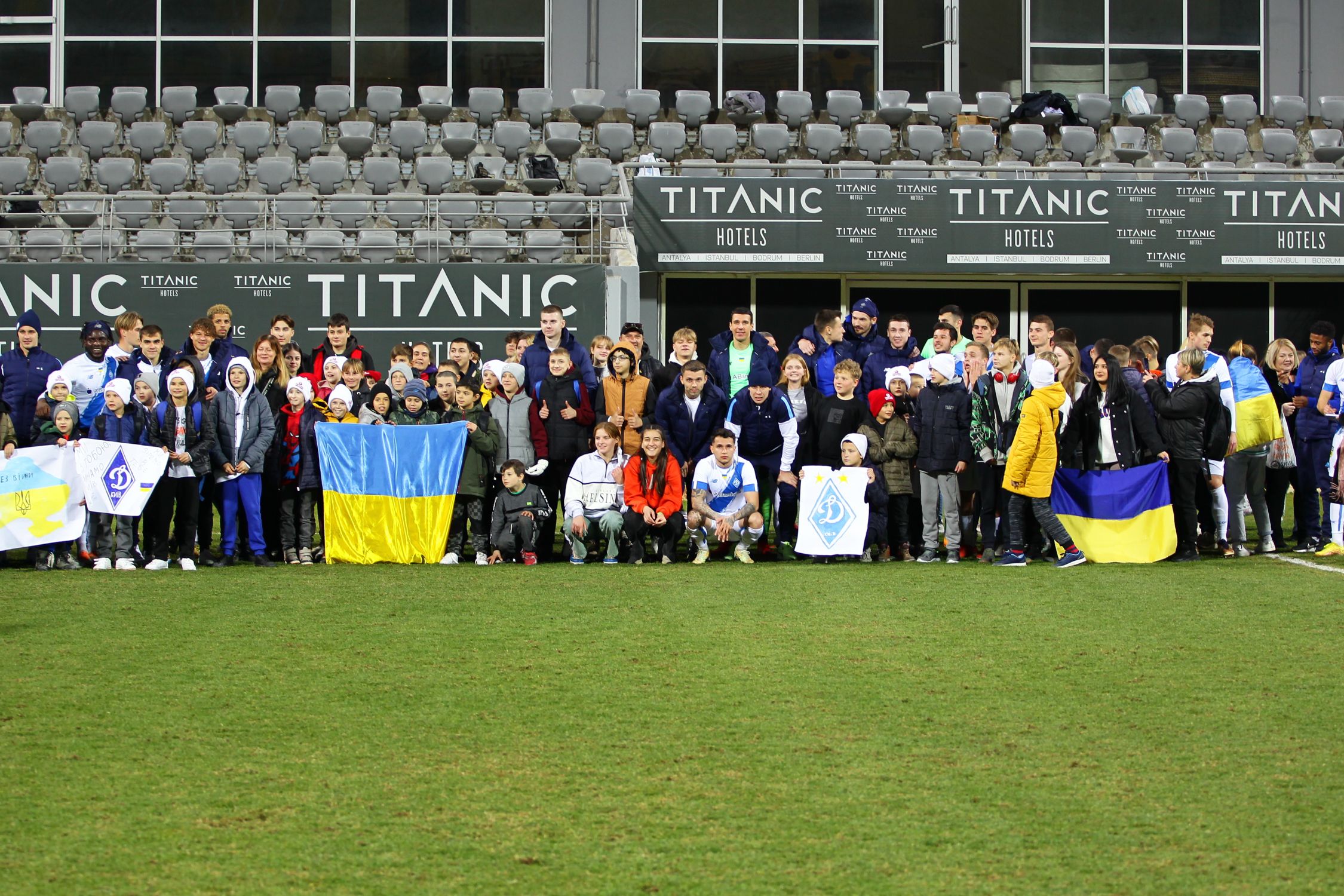 Ukrainian orphans at the match against Sileks