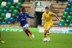 Mykhavko and Husiev perform for Ukraine U19 in the Euro-2024 semifinal against France